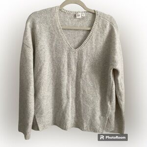 GAP Wool Alpaca Blend Oversize V-Neck Boxy Sweater Size XS Petite